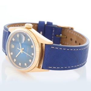 Rolex Datejust Men's 18k Watch Blue Vignette 16018
