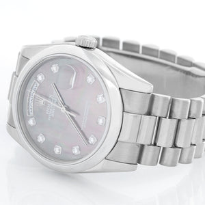 Rolex Day-Date Men's 18k White Gold Watch  Mother of Pearl Dial 118209