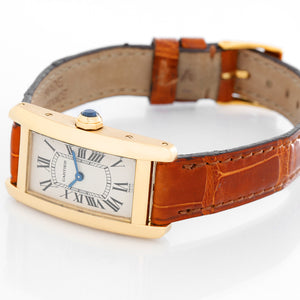 Cartier Tank Americaine Ladies 18k Yellow Gold Watch W2601556