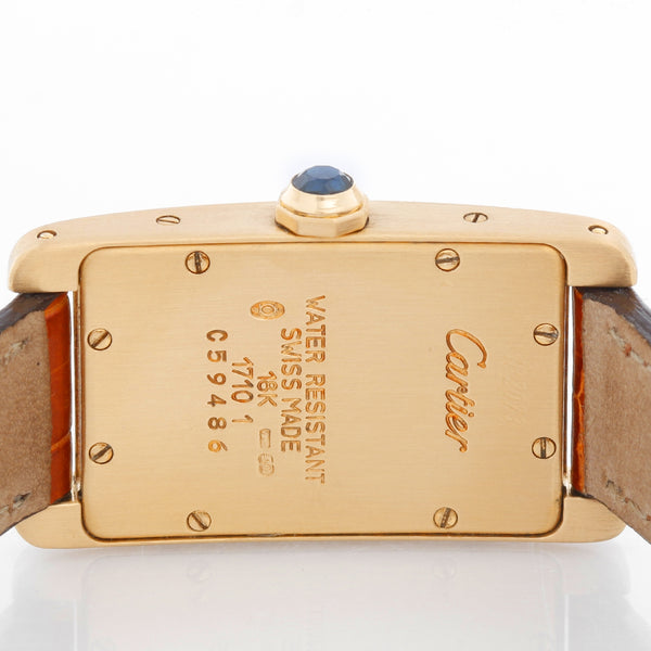 Cartier Tank Americaine Ladies 18k Yellow Gold Watch W2601556