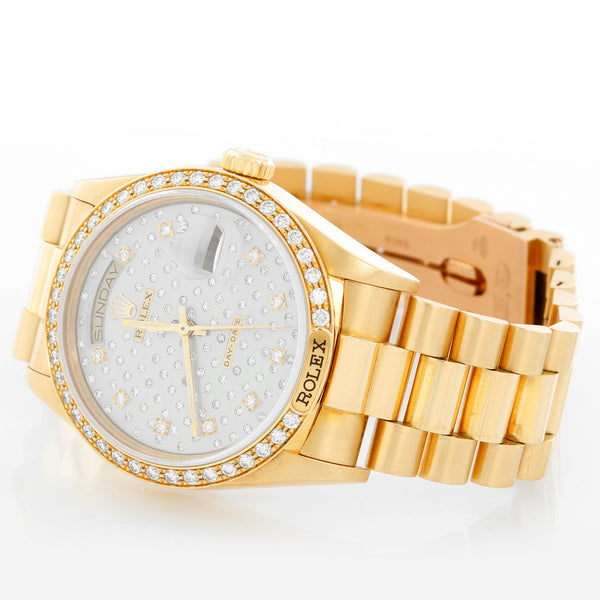 Rare & Unusual Pleiade Rolex President Day-Date Men's Yellow Gold Watch 18048