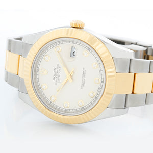 Rolex Datejust II Men's 2-Tone Steel Gold White Diamond Dial Watch 116333