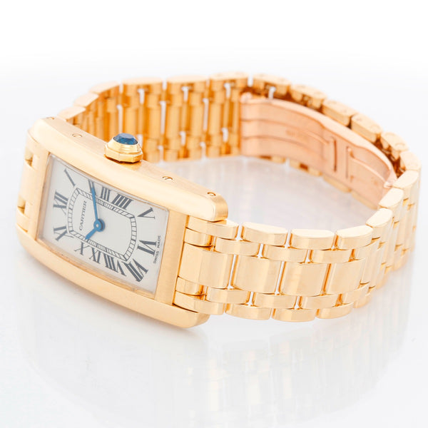 Cartier Tank Americaine Ladies 18k Yellow Gold Watch 2482