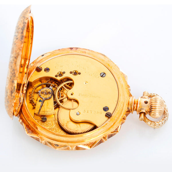 Elgin 18K Yellow Gold Hunter Case Pocket Watch