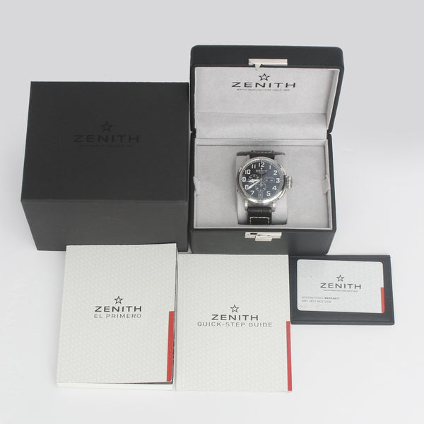 Zenith Pilot Stainless Steel Mens Chronograph Watch 03.2430.4054