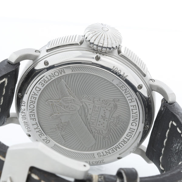 Zenith Pilot Stainless Steel Mens Chronograph Watch 03.2430.4054