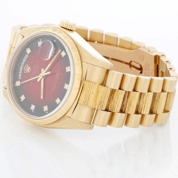 Rolex President Day-Date 18k Yellow Gold Bark Finish Men's Watch 18078