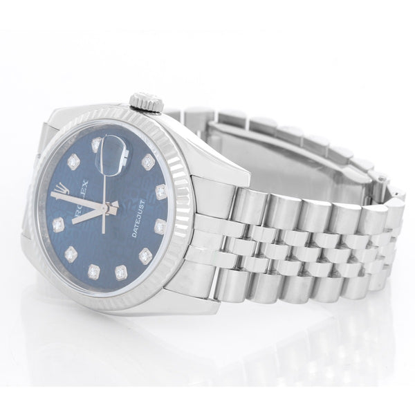 Men's Rolex Datejust Watch Blue jubilee dial with diamonds 116234