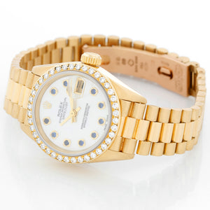 Ladies Rolex President 18k Gold Sapphire Watch 79138