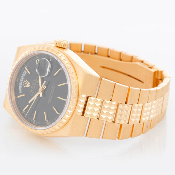 Rare Rolex Oysterquartz Pyramid 18k Gold Watch 19028