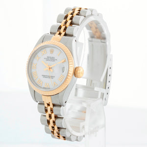 Rolex Ladies 2-Tone Datejust Watch 69173 White Roman Dial