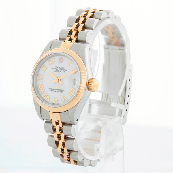 Rolex Ladies 2-Tone Datejust Watch 69173 White Roman Dial