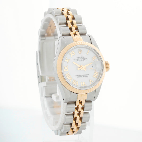 Rolex Ladies 2-Tone Datejust Watch 69173 White Roman Dial