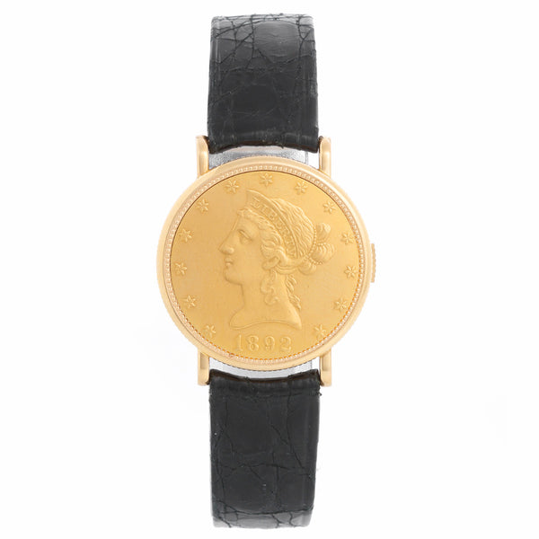 Piaget $10 18k Yellow Gold Coin Manual Wind Watch