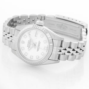 Rolex Ladies Datejust Stainless Steel Watch White Dial 79174