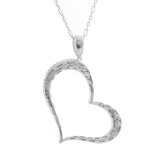 Pave Diamond Heart Pendant 18K White Gold Necklace