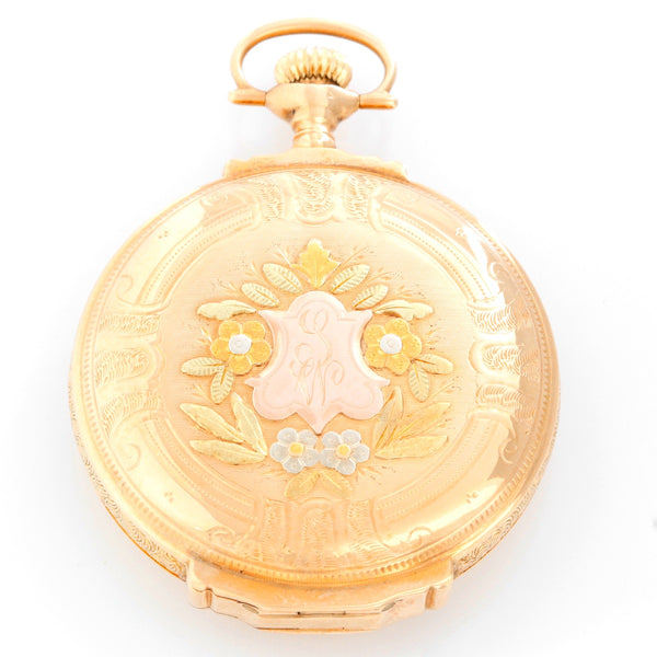 Elgin Multi Colored Box Hinged Gold  Pocket Watch