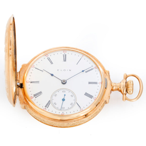 Elgin Multi Colored Box Hinged Gold  Pocket Watch