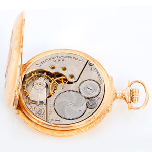 Elgin Multi Colored Box Hinged Gold  Pocket Watch