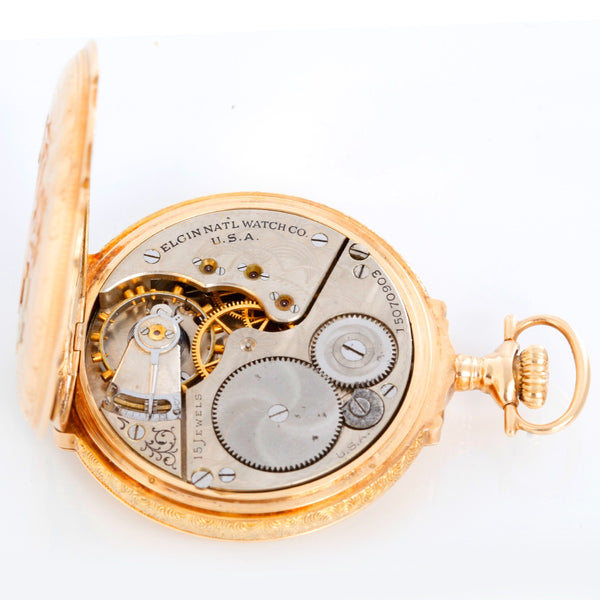 Elgin Multi Colored Box Hinged Gold  Pocket Watch