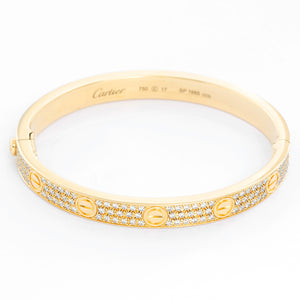 Cartier Love Pave Diamond Yellow Gold Bracelet