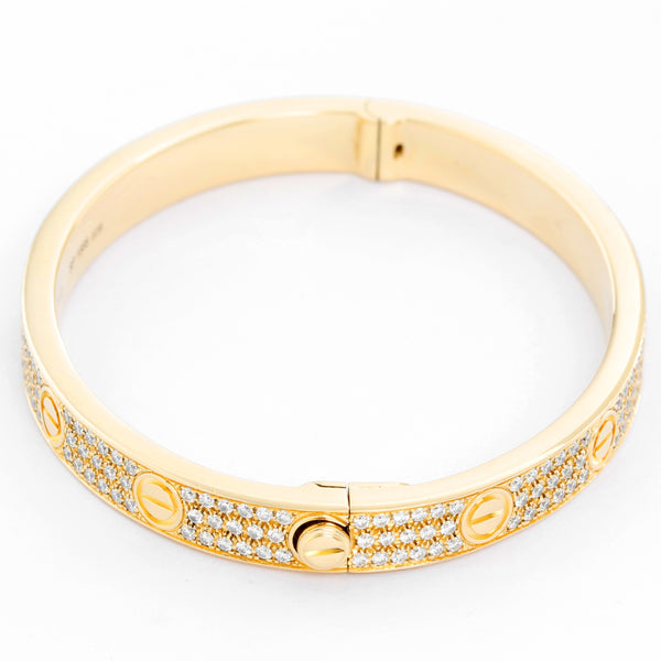 Cartier Love Pave Diamond Yellow Gold Bracelet