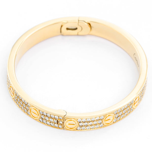 Cartier Love Pave Diamond Yellow Gold Bracelet