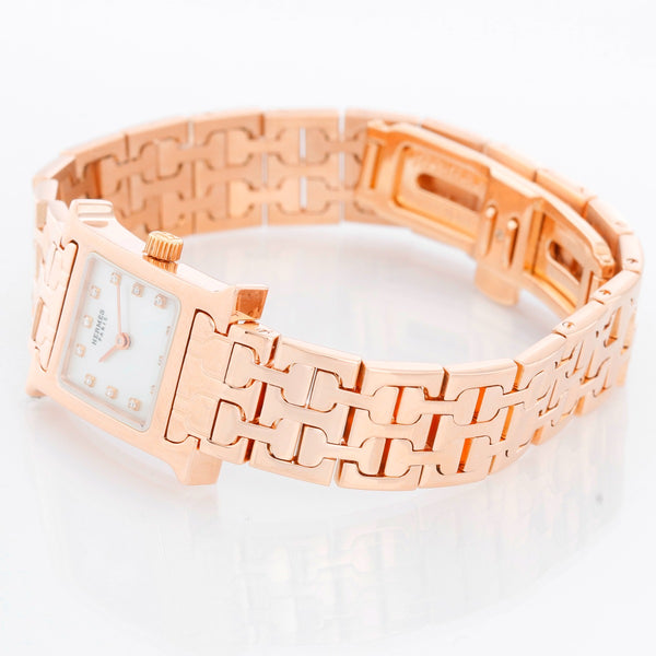 Hermes Heure H 18k Rose Gold Ladies Watch HH1-585