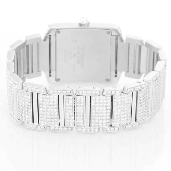 Cartier Pave Diamond Tank Francaise 18k White Gold Watch