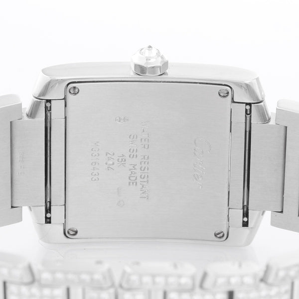 Cartier Pave Diamond Tank Francaise 18k White Gold Watch