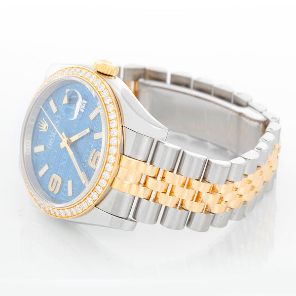 Rolex Datejust Men's 2-Tone Steel & Gold Watch  Blue Pave Diamond Dial  116243