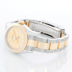 Rolex 2-tone Used Ladies Datejust Gold Crystal Diamond Dial Watch  179163