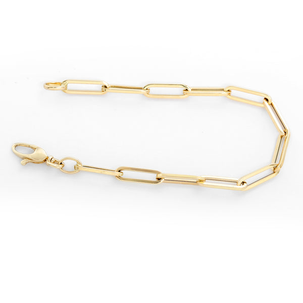 14K Yellow Gold Paper Clip Chain Bracelet