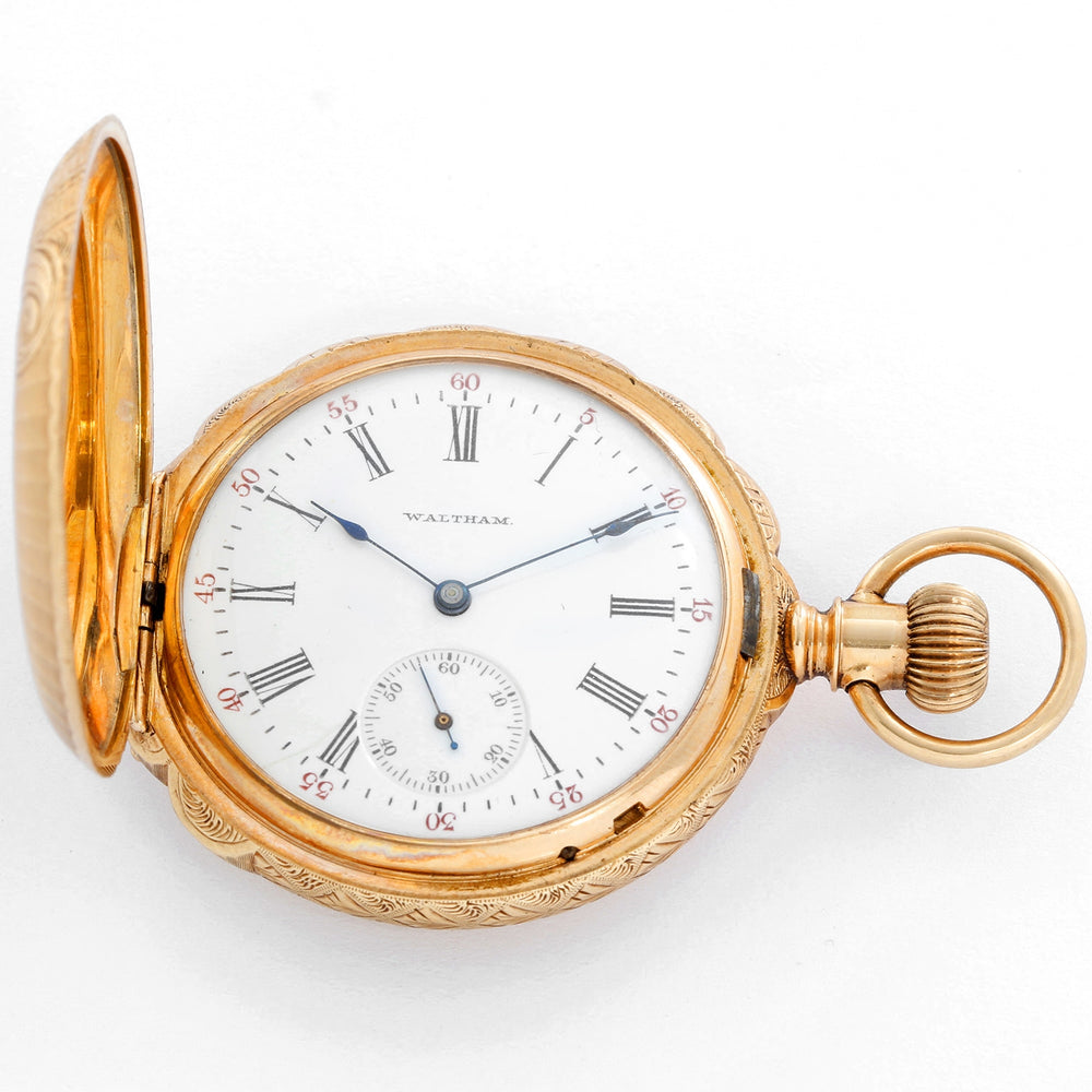 Waltham 14K Yellow Gold Box Hinge  Pocket Watch
