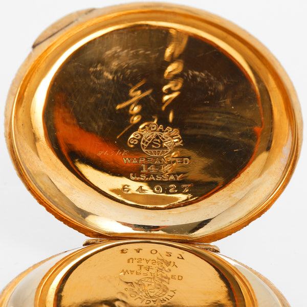 Waltham 14K Yellow Gold Box Hinge  Pocket Watch