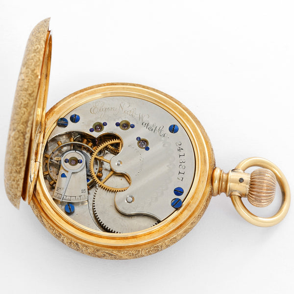 Elgin 18K Yellow Gold Hunting Case Pocket  Watch