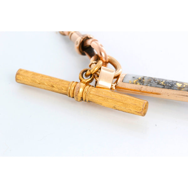 Victorian 14K Gold & Quartz Pocket Watch Chain