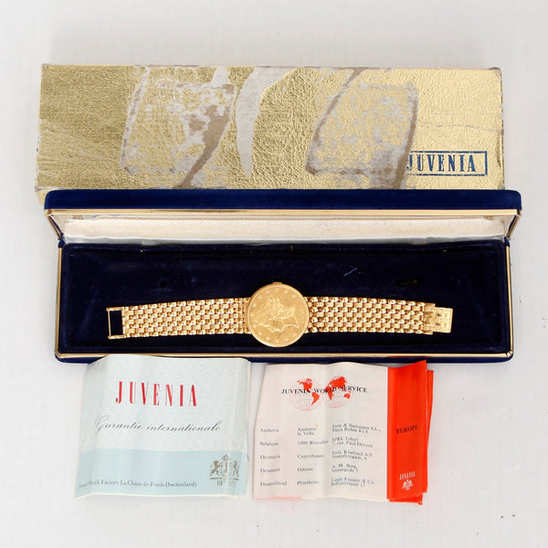 Juvenia 18k Yellow Gold $20 Coin 1904 Watch