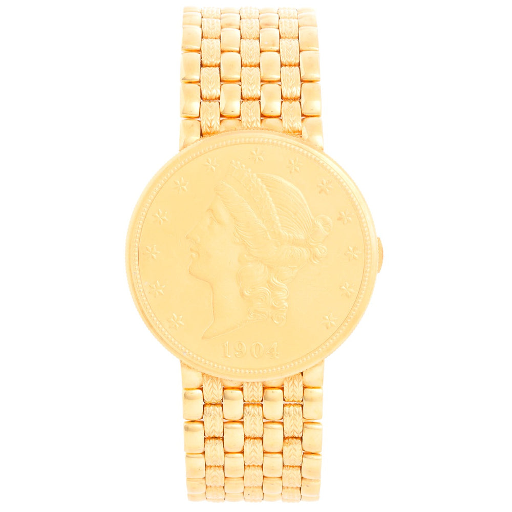 Juvenia 18k Yellow Gold $20 Coin 1904 Watch