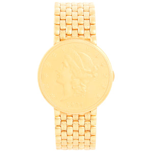 Juvenia 18k Yellow Gold $20 Coin 1904 Watch