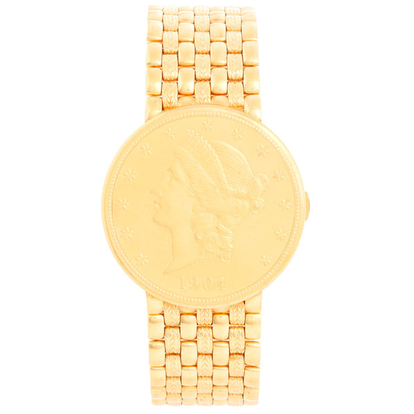 Juvenia 18k Yellow Gold $20 Coin 1904 Watch