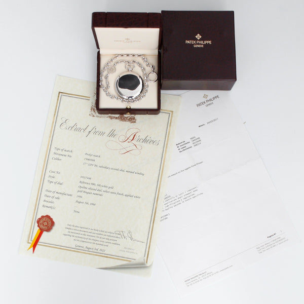 Extremely Rare Patek Philippe Heavy Hunter Case 18K White Gold Pocket Watch Ref 980G