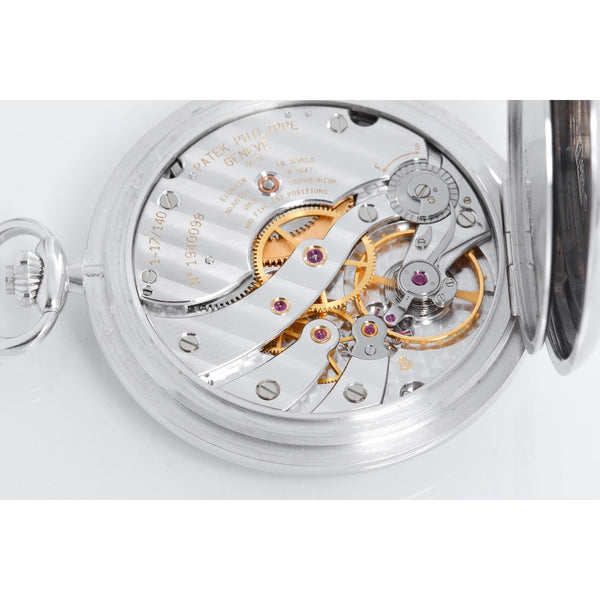 Extremely Rare Patek Philippe Heavy Hunter Case 18K White Gold Pocket Watch Ref 980G