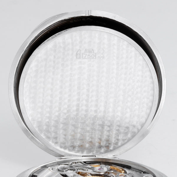 Extremely Rare Patek Philippe Heavy Hunter Case 18K White Gold Pocket Watch Ref 980G