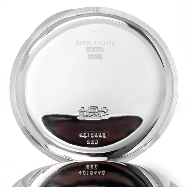 Extremely Rare Patek Philippe Heavy Hunter Case 18K White Gold Pocket Watch Ref 980G