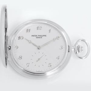 Extremely Rare Patek Philippe Heavy Hunter Case 18K White Gold Pocket Watch Ref 980G