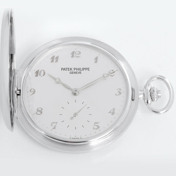 Extremely Rare Patek Philippe Heavy Hunter Case 18K White Gold Pocket Watch Ref 980G