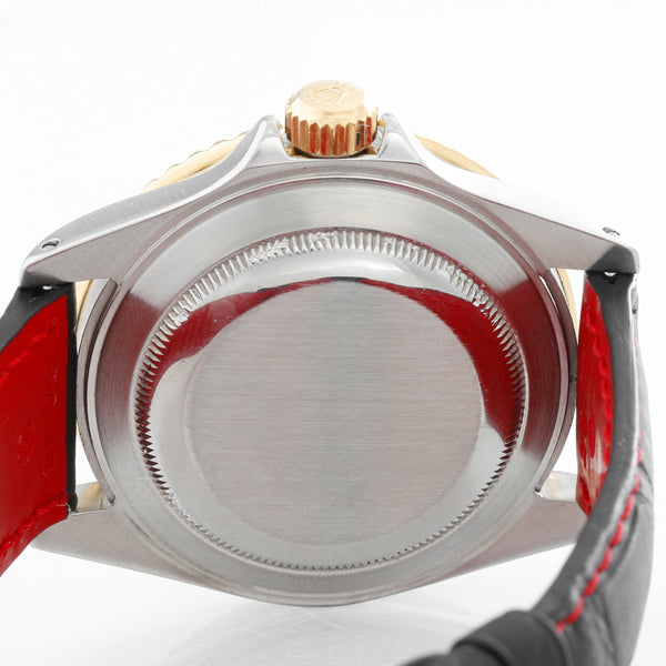 Rolex Submariner Men's 2-Tone Watch 16613 on Strap with Red Stitching