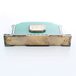 Vintage Tiffany & Co. Art Deco Sterling Silver Enamel Table Clock