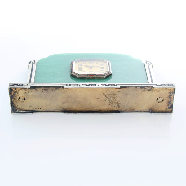 Vintage Tiffany & Co. Art Deco Sterling Silver Enamel Table Clock